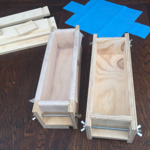 plywood soap mould box - custom made - one lined with paper